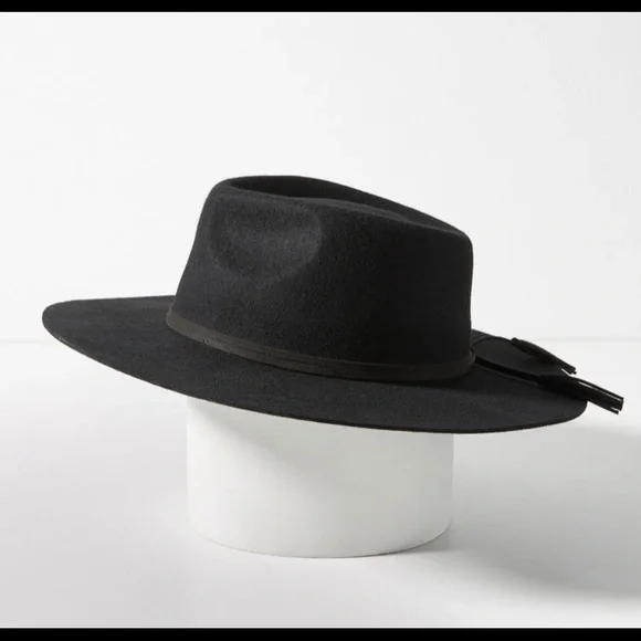 NWT Anthropologie Tasseled Wool Rancher Western Black Hat - Picture 3 of 11